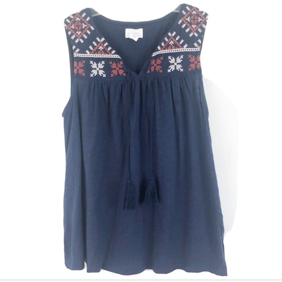 Calson Navy Blue Embroidered Tank Top Sz Small P - Picture 1 of 6